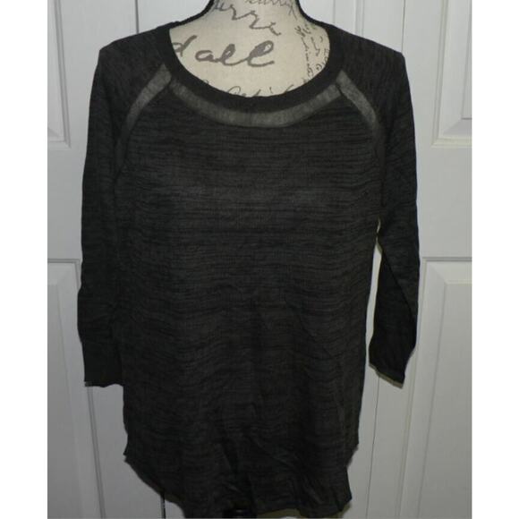 John + Jenn Women's Sheer Back Summer Sweater Charcoal Medium MSRP $129 - Picture 2 of 6